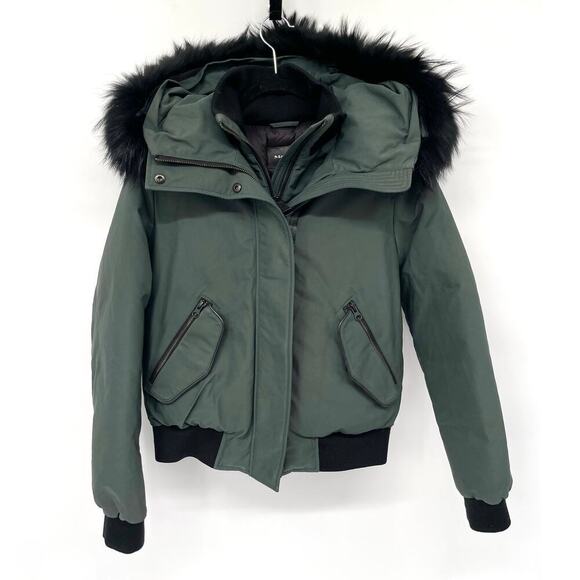 Mackage Britnie Down Jacket With Asiatic Raccoon Fur In Dark Sage size XS - Picture 1 of 12